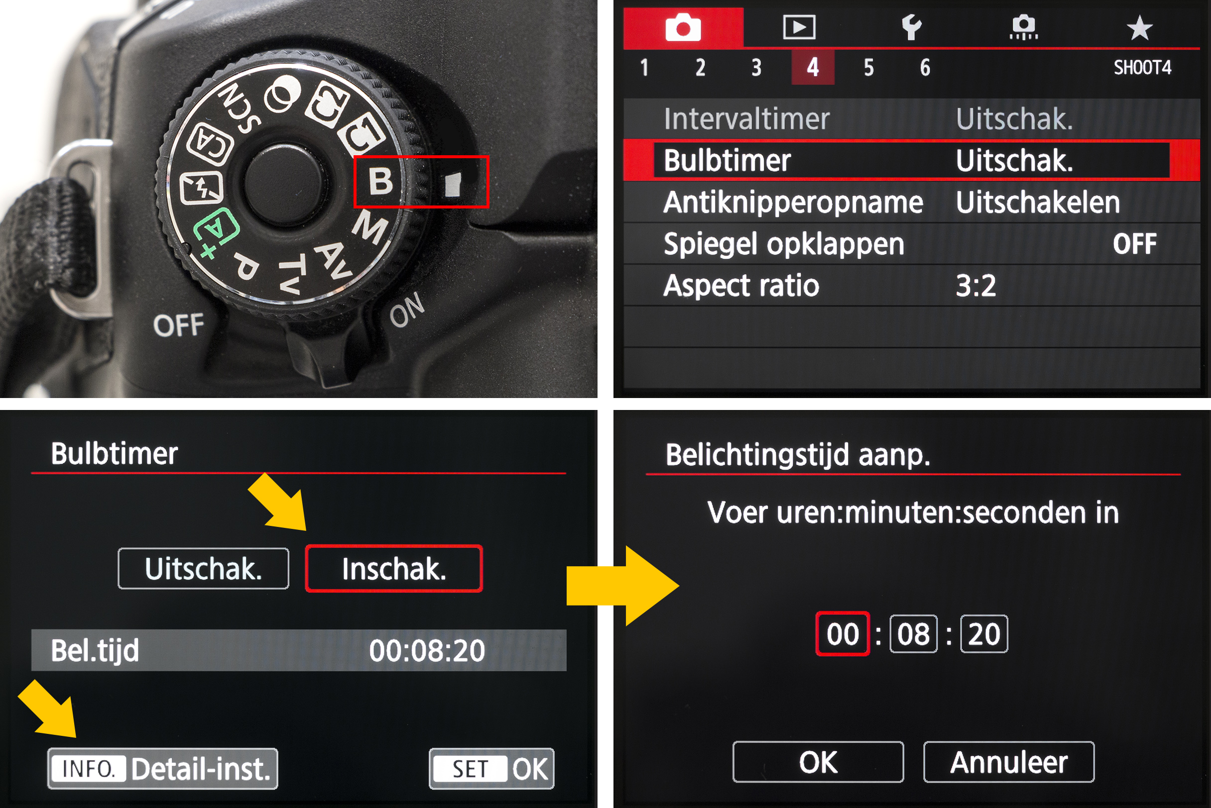 bulb setting on camera settings