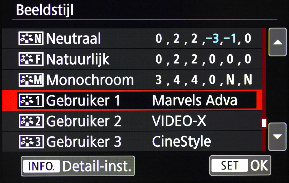 Beeldstijlen-menu