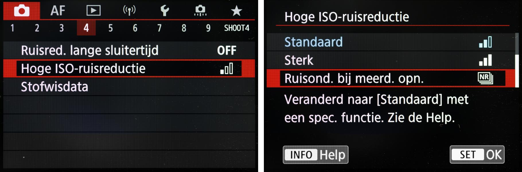 menu montage ruisreductie