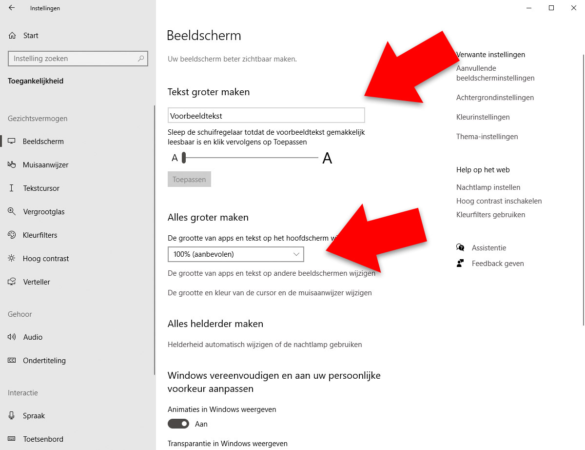 Beeldscherm vergroting