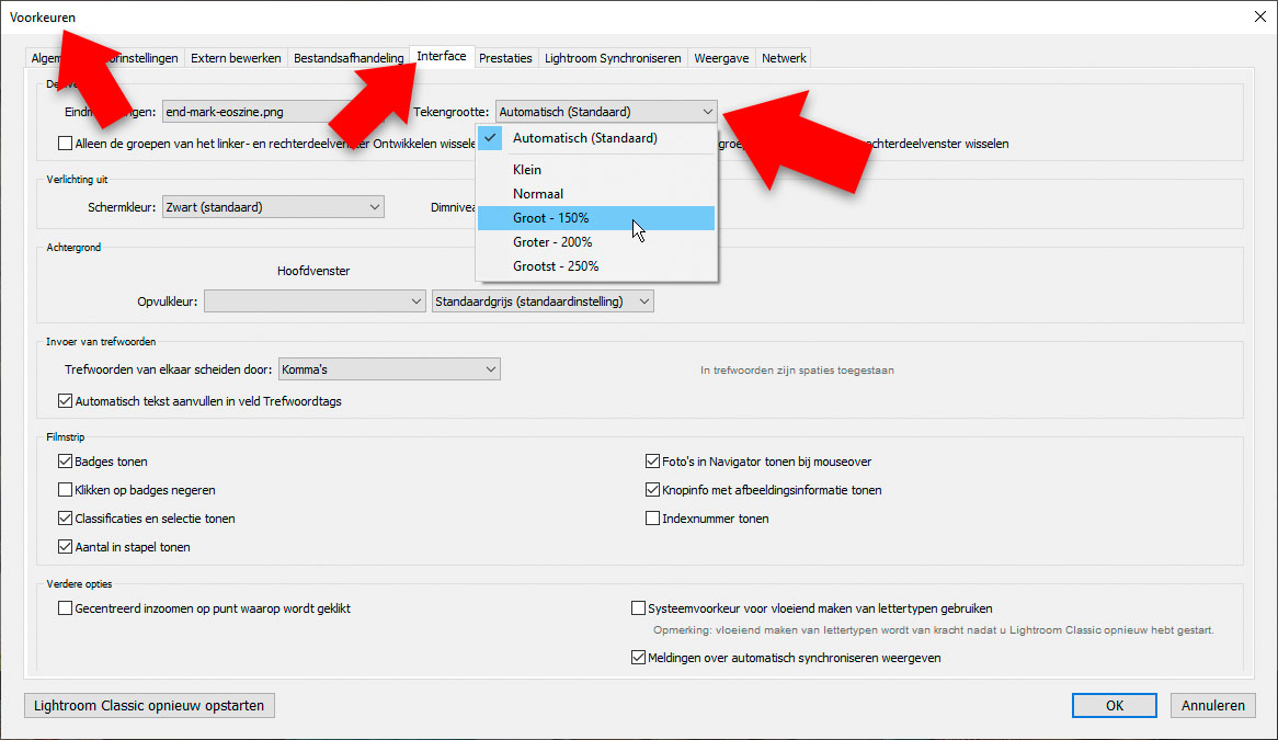 interface lightroom