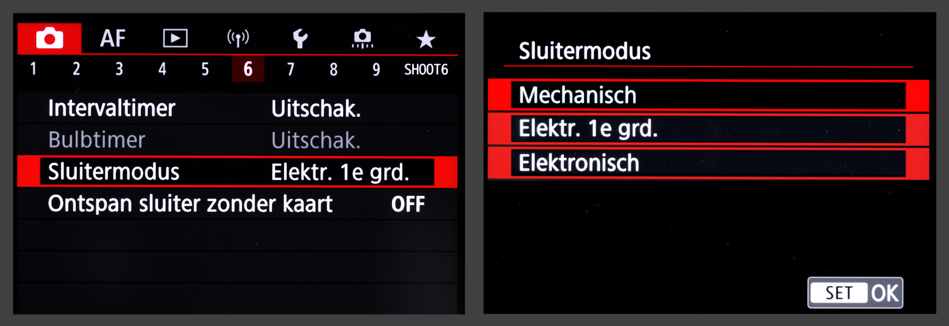 EOS-sluitermodi