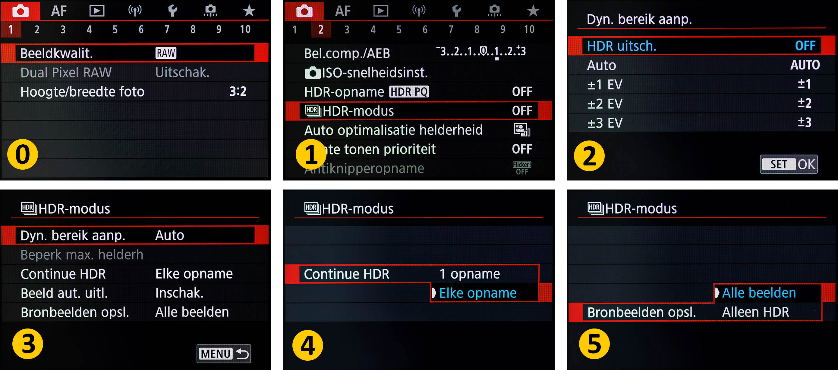 Menu HDR-modus